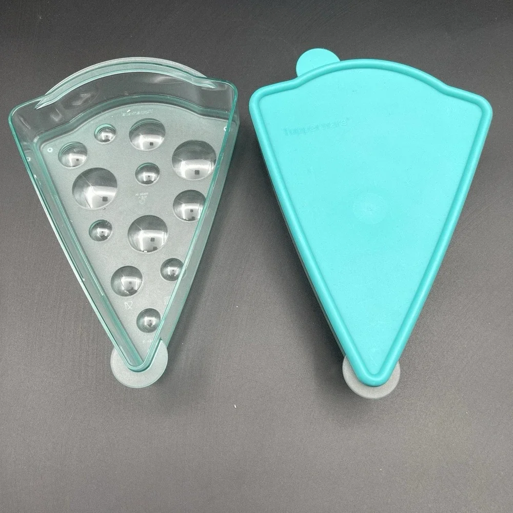 Vintage Tupperware Keep 'N Heat Pizza Keeper Set Teal 4106A-2 Triangle Container